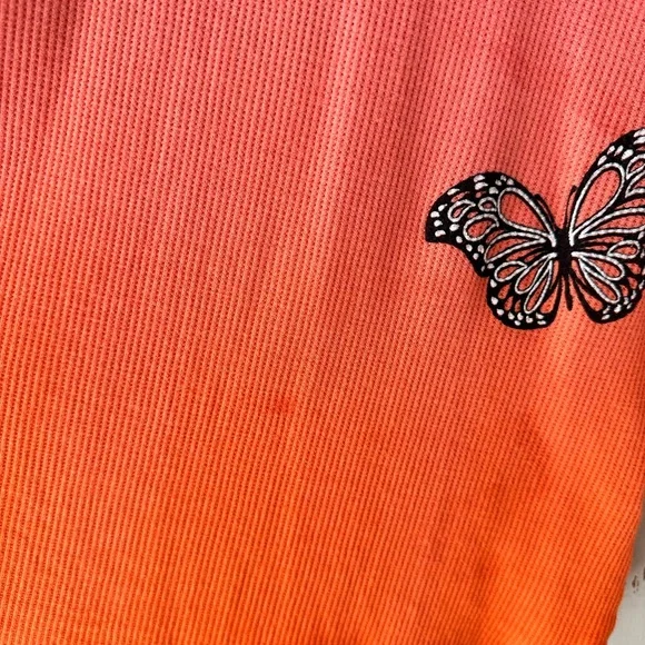 Lauren Moshi Pink and Orange Butterfly Long Sleeve Tee - Picture 7 of 8